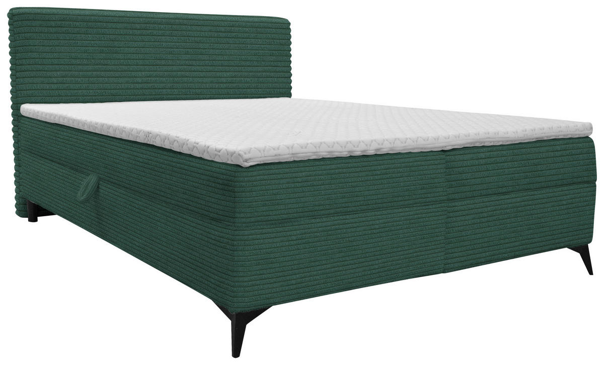 BOXBETT 140/200 cm  in Waldgrün  - Waldgrün/Schwarz, Design, Holz/Holzwerkstoff (140/200cm) - Xora
