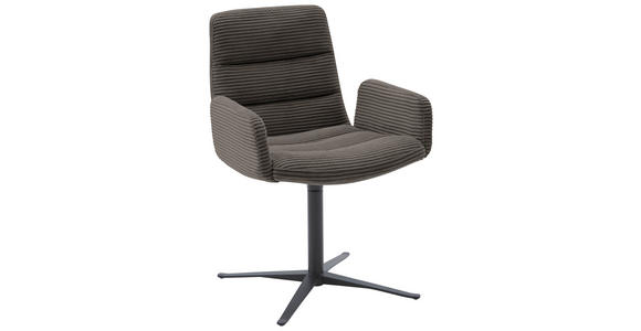 ARMLEHNSTUHL in Cord - Schwarz/Mokka, Design, Textil/Metall (61/88/66cm) - Dieter Knoll