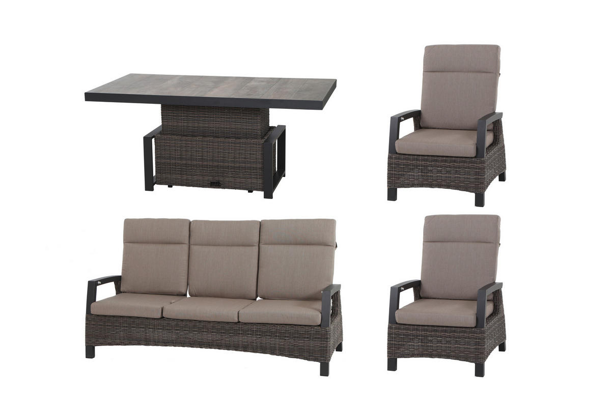 LOUNGEGARNITUR 4-teilig   72/103/83 cm Aluminium  - Grau, Basics, Keramik/Kunststoff (72/103/83cm) - Siena Garden