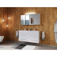 OMARA Z OGLEDALOM 120/62,5/17 cm  - bela/visoki sijaj, Moderno, steklo/leseni material (120/62,5/17cm) - MID.YOU