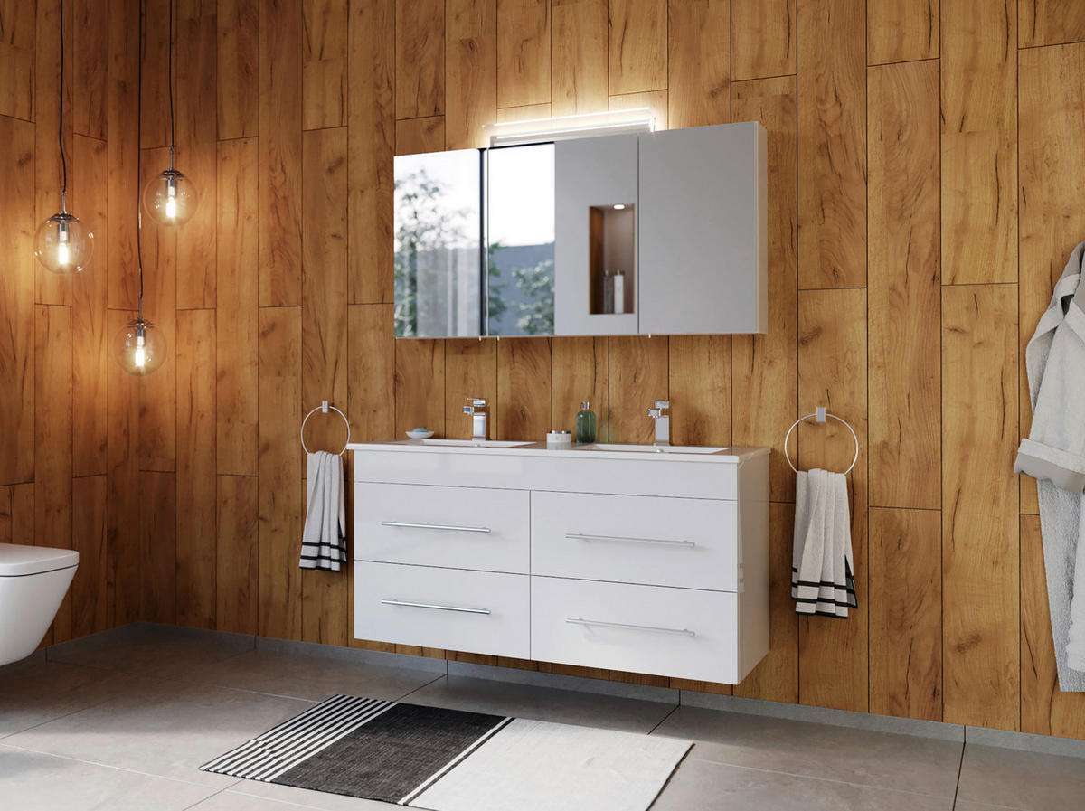 SPIEGELSCHRANK 120/62,5/17 cm  - Weiß Hochglanz, MODERN, Glas/Holzwerkstoff (120/62,5/17cm) - MID.YOU