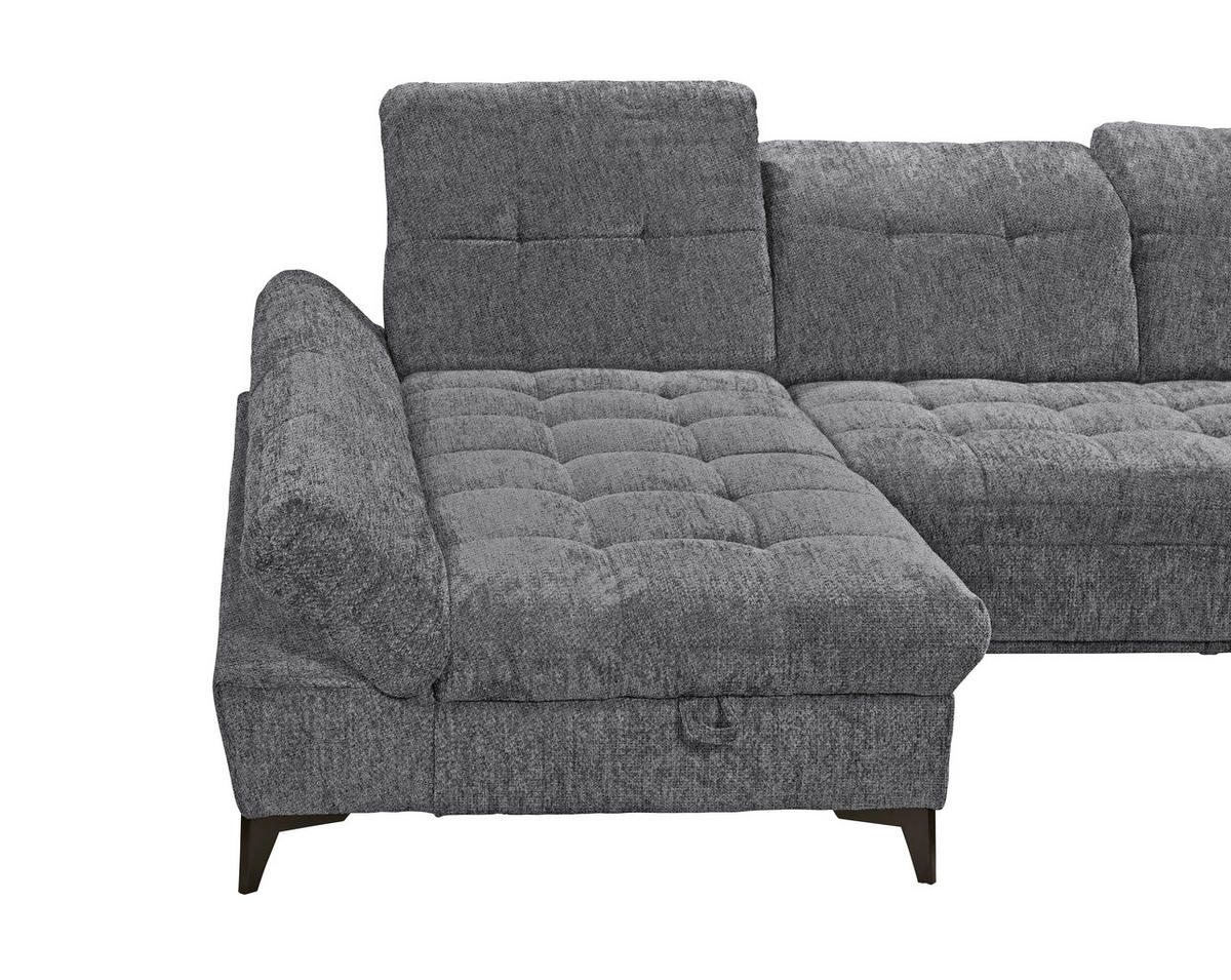 WOHNLANDSCHAFT Mikrovelours Anthrazit  - Anthrazit/Schwarz, Modern, Kunststoff/Textil (169/348/245cm) - MID.YOU