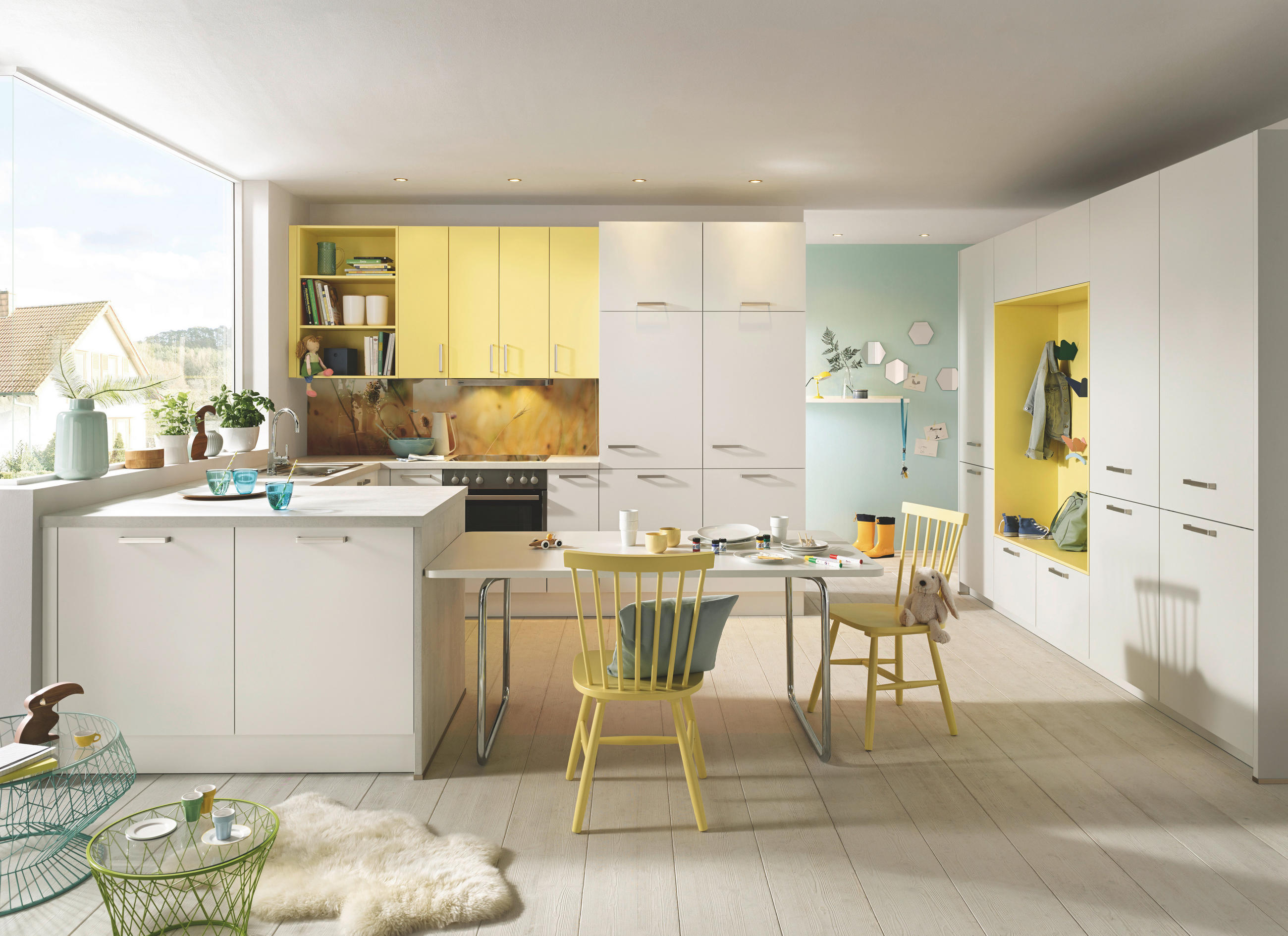 EINBAUKÜCHE UMANI  - Gelb/Grau, Design, Holzwerkstoff - Novel