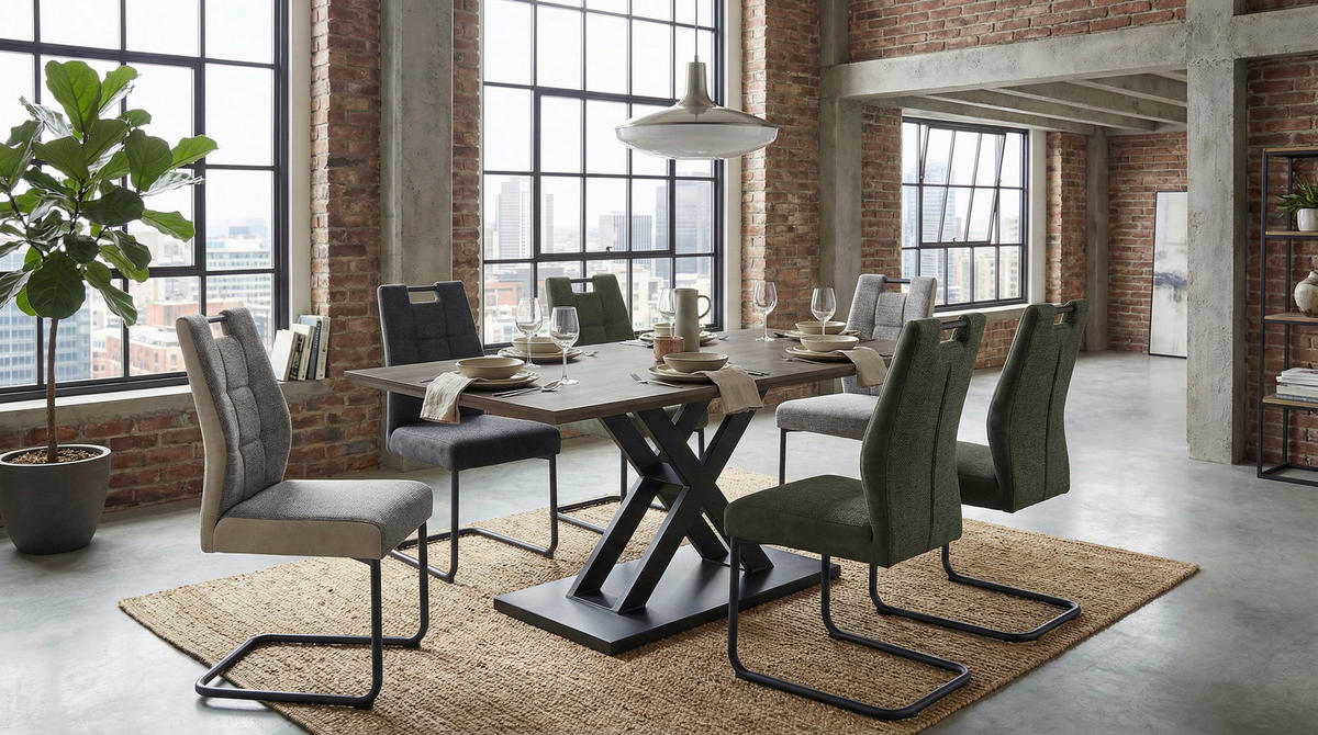 JEDILNA MIZA, črna, barve hrasta  - črna/barve hrasta, Moderno, kovina/leseni material (160/76/90cm) - Ti'me