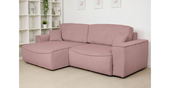 ECKSOFA Rosa Cord  - Schwarz/Rosa, KONVENTIONELL, Kunststoff/Textil (148/265cm) - Carryhome