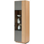 VITRINE  in furniert, massiv Asteiche Grau, Eichefarben - Eichefarben/Schwarz, Natur, Glas/Holz (60,1/200/42cm) - Linea Natura