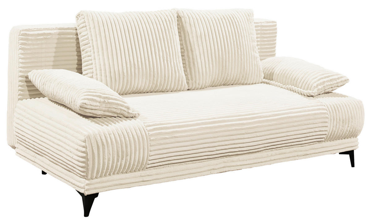 SCHLAFSOFA Cord Weiß  - Schwarz/Weiß, KONVENTIONELL, Kunststoff/Textil (211/96/105cm) - Carryhome