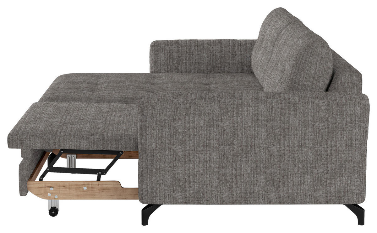 ECKSOFA in Flachgewebe, Leinenoptik Taupe  - Taupe/Schwarz, Design, Textil/Metall (170/242cm) - Xora