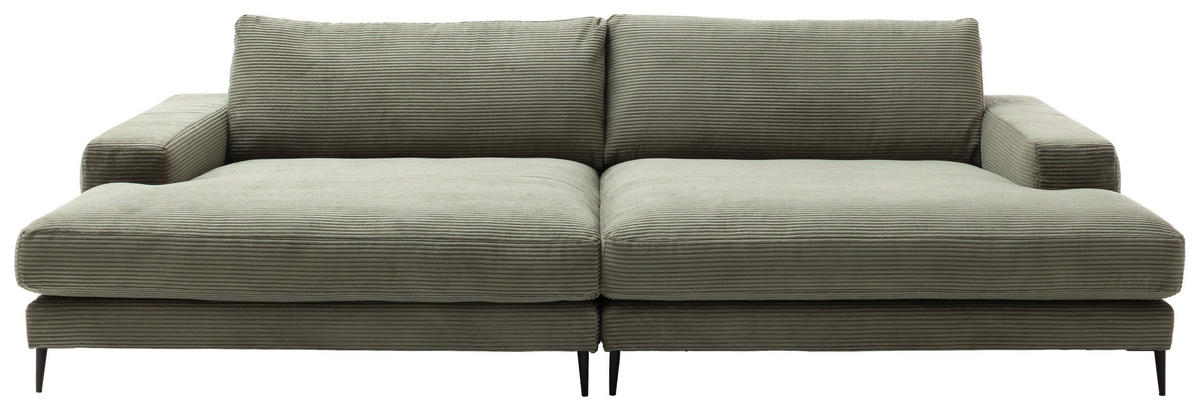 BIGSOFA  in Cord Grün  - Schwarz/Grün, Design, Textil/Metall (296/83/177cm) - Dieter Knoll