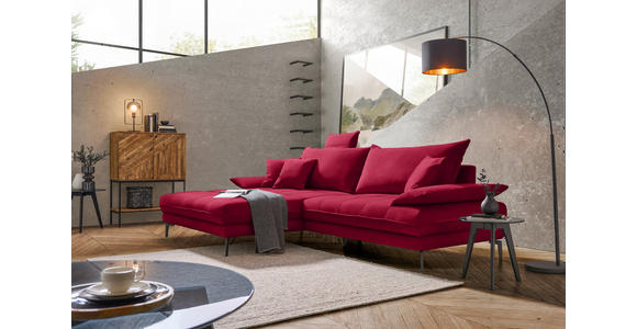 ECKSOFA in Flachgewebe Rot 176/292 cm - Rot/Schwarz, MODERN, Textil/Metall (176/292cm) - Carryhome