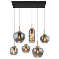 HÄNGELEUCHTE 80/40/120 cm  - Schwarz/Naturfarben, Design, Glas/Textil (80/40/120cm) - Globo