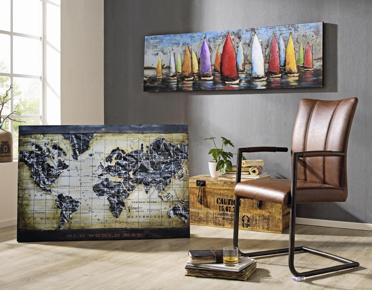 METALLBILD Weltkarte 70/120 cm  - Rostfarben/Multicolor, Trend, Metall (70/120cm) - Monee
