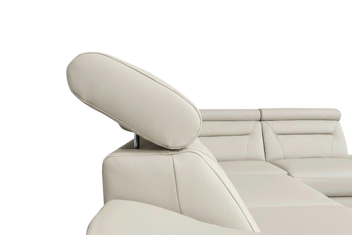 ECKSOFA Lederlook Echtleder Creme  - Wengefarben/Creme, Design, Leder/Holz (212/260cm) - Celina Home