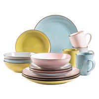 KOMBISERVICE Metallic Rim 16-teilig  - Blau/Rosa, Basics, Keramik (37/23,5/32,3cm) - Mäser