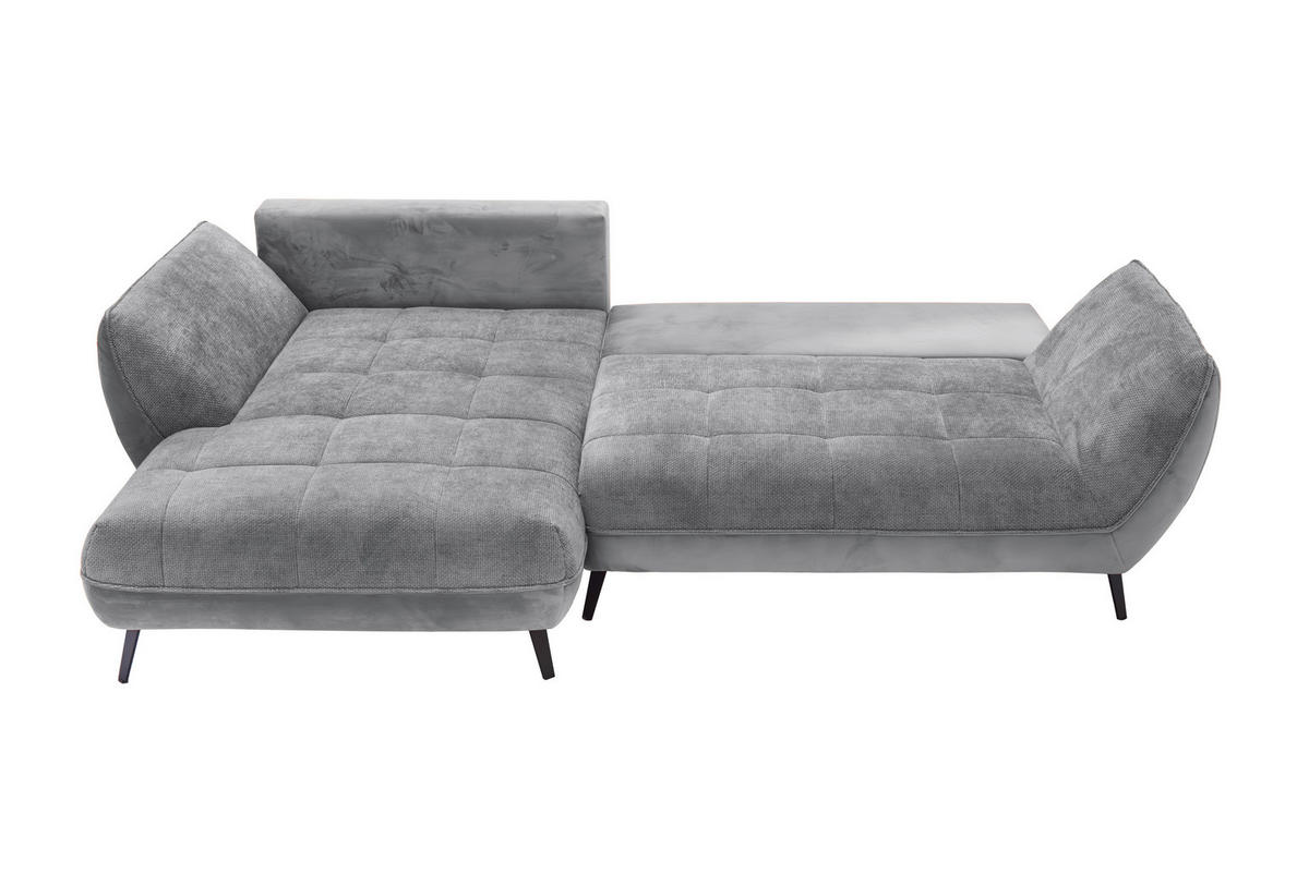 ECKSOFA in Struktur Hellgrau, Grau  187/282 cm  - Hellgrau/Schwarz, Design, Textil/Metall (187/282cm) - Livetastic