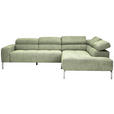 ECKSOFA Olivgrün Flachgewebe  - Chromfarben/Olivgrün, KONVENTIONELL, Textil/Metall (282/224cm) - Hom`in