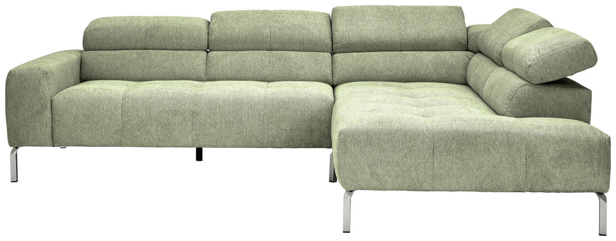 ECKSOFA Olivgrün Flachgewebe  - Chromfarben/Olivgrün, KONVENTIONELL, Textil/Metall (282/224cm) - Hom`in