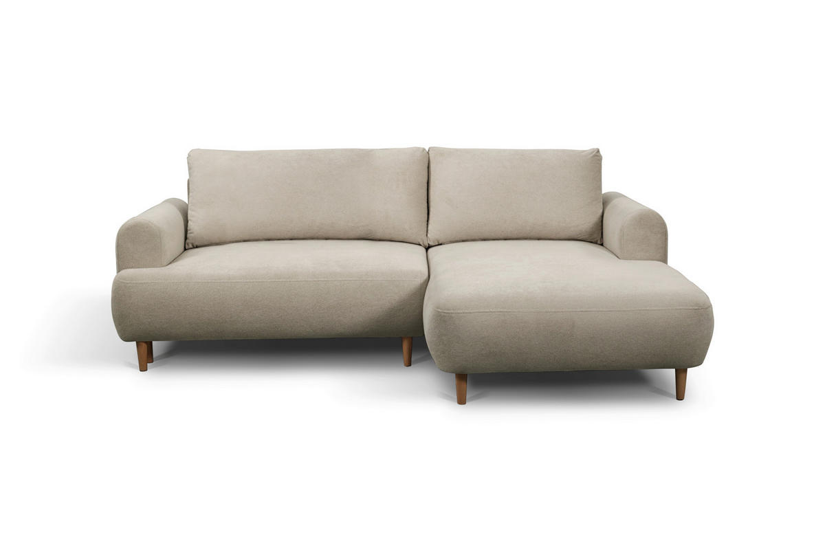 ECKSOFA VIRA Beige Struktur Rückenkissen, Bettkasten, Liegefläche im Originalstoff  - Beige/Naturfarben, Design, Holz/Textil (230/150cm) - MID.YOU