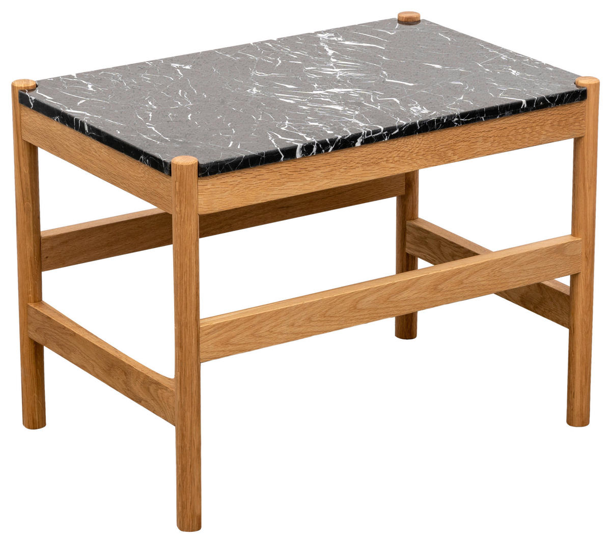 COUCHTISCH Eiche massiv Schwarz  - Schwarz/Naturfarben, MODERN, Holz/Stein (60/42/40cm) - MID.YOU