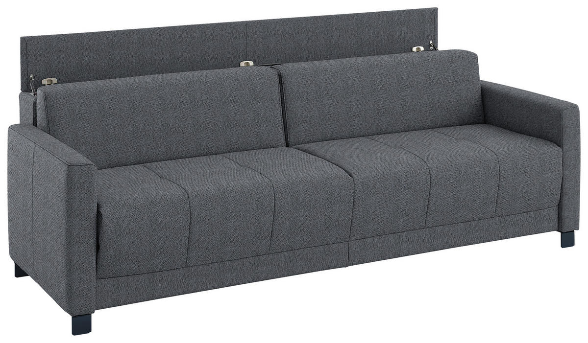 SCHLAFSOFA Flachgewebe Anthrazit haustierfreundlicher Bezug, Armteil rechts, Armteil links, Bettfunktion erhältlich, Schlafen auf Sitzhöhe, Stoffauswahl  - Anthrazit/Schwarz, Konventionell, Textil/Metall (232/77/116cm) - Dieter Knoll