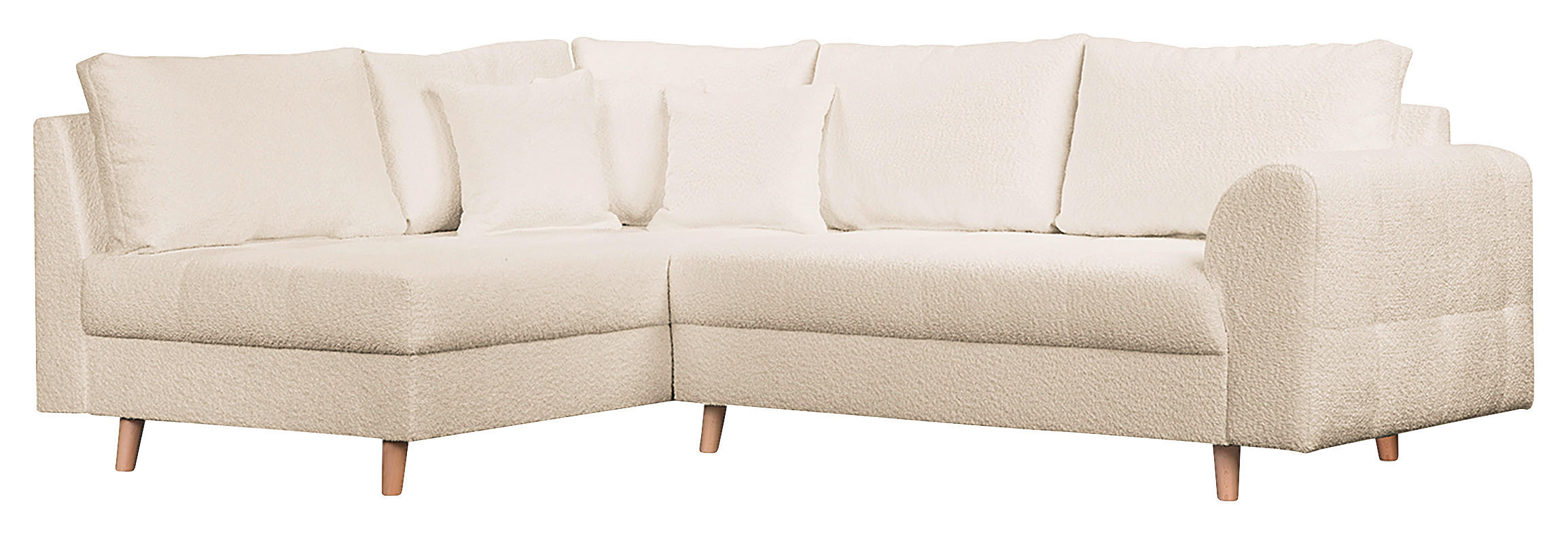 ECKSOFA Weiß Bouclé Rückenkissen  - Naturfarben/Weiß, Design, Holz/Textil (161/231cm) - P & B