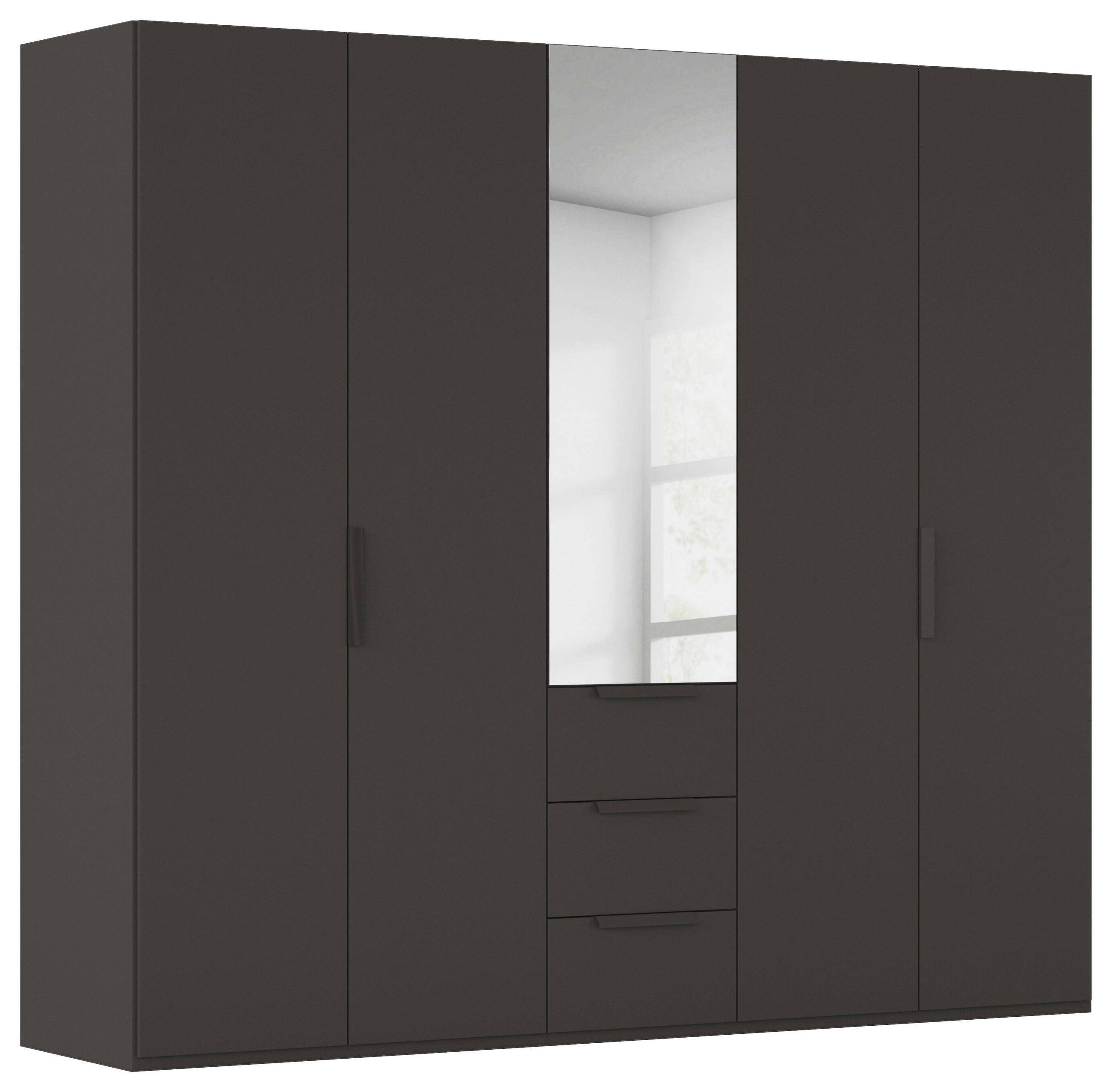 DREHTÜRENSCHRANK 251/235/61 cm,  in Graphitfarben, 5-türig  - Graphitfarben, Basics, Glas/Holzwerkstoff (251/235/61cm) - Novel