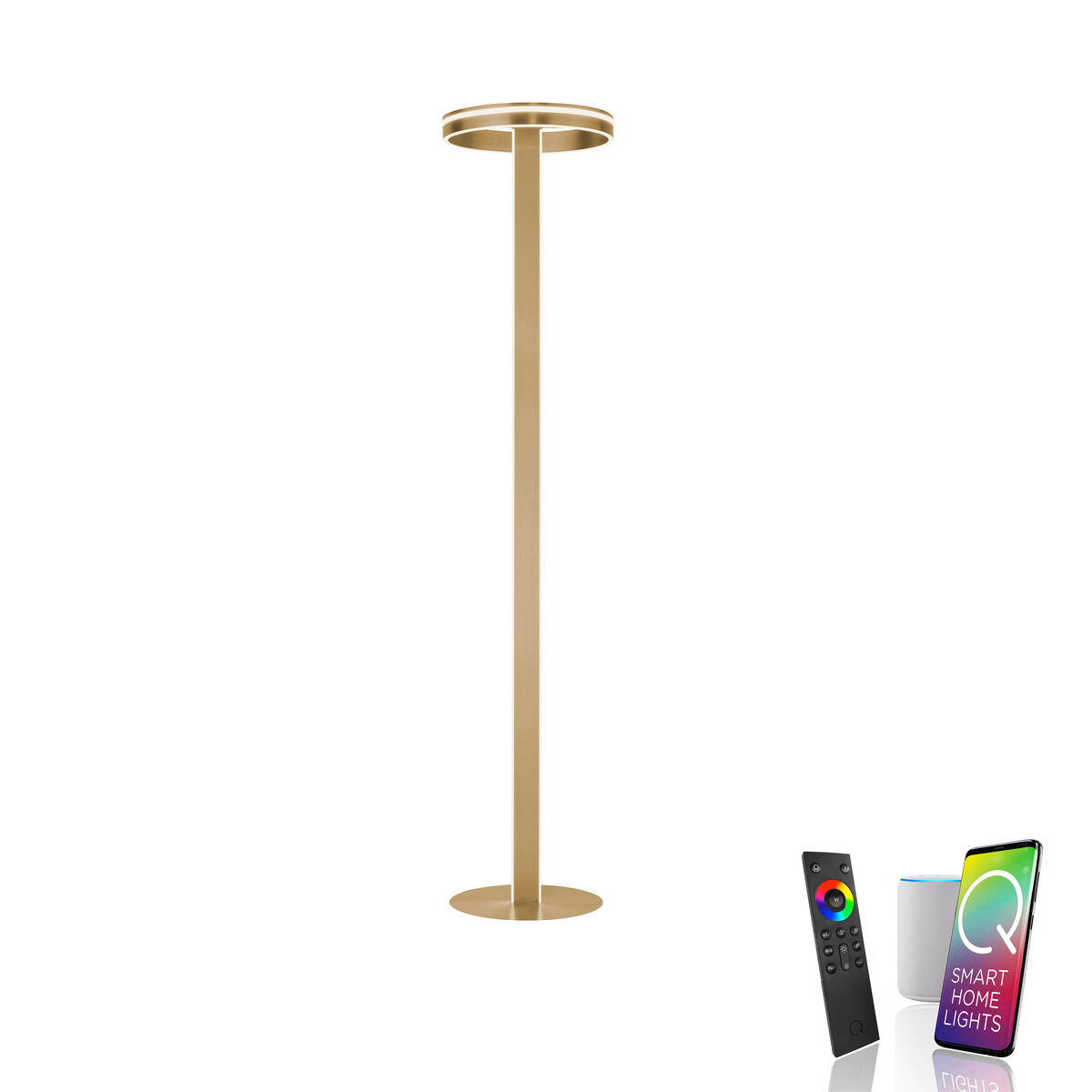 LED-STEHLEUCHTE 40/40/197 cm    - Messingfarben, Design, Kunststoff/Metall (40/40/197cm) - Paul Neuhaus