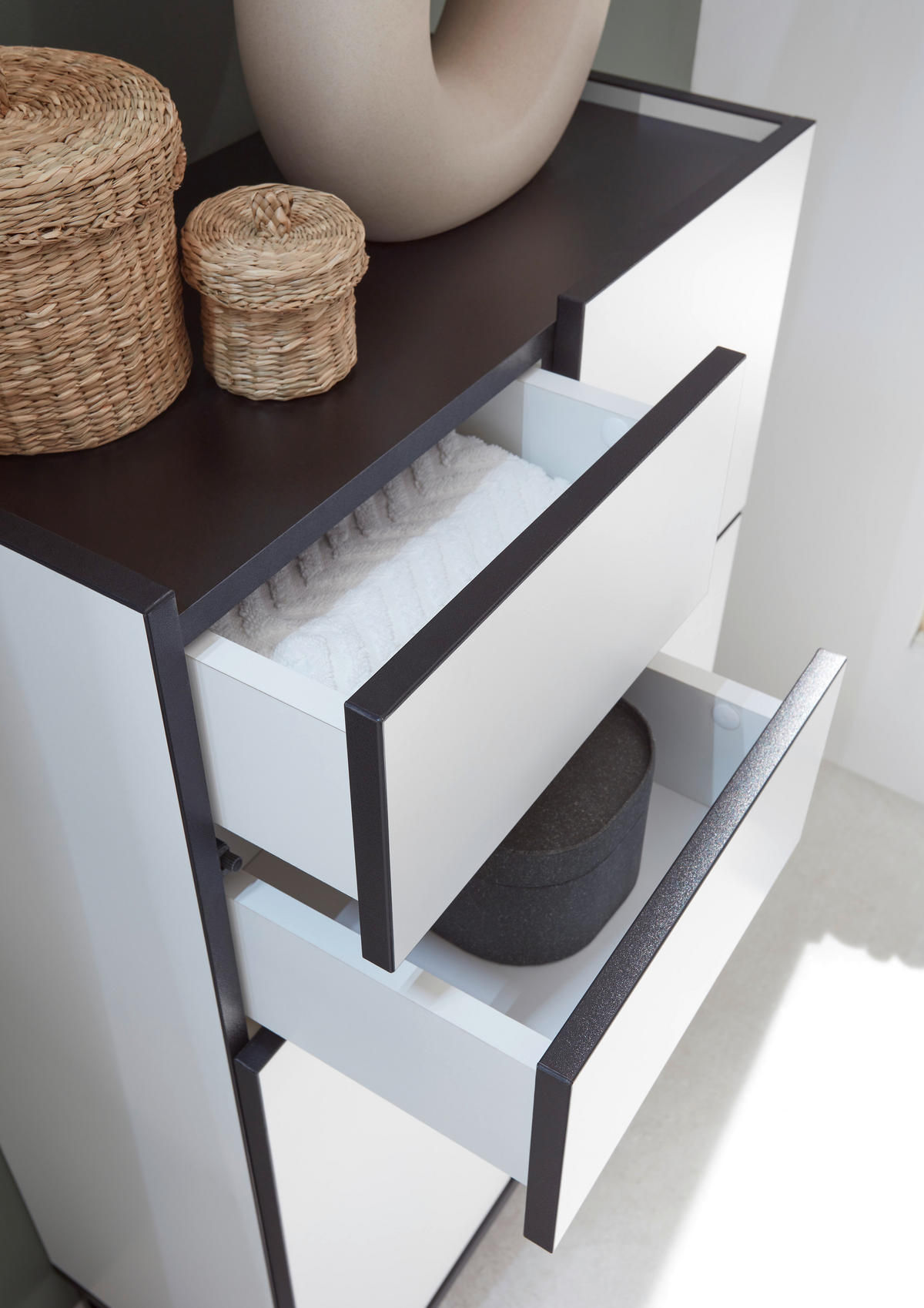 MIDISCHRANK 60/102/31 cm  - Schwarz/Weiß, Basics, Holzwerkstoff/Metall (60/102/31cm) - MID.YOU