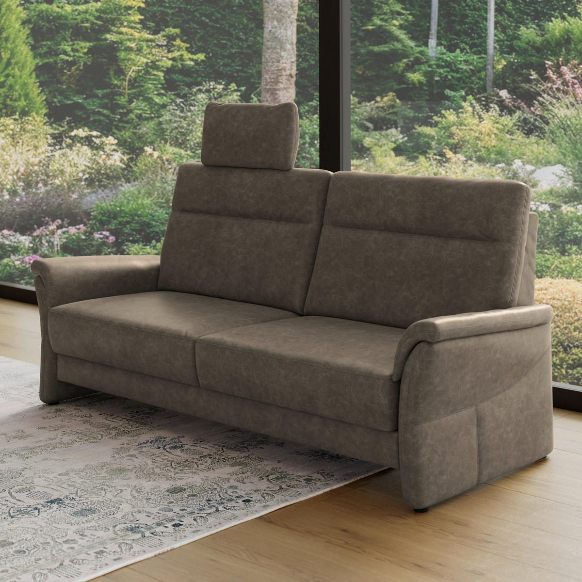 3,5-SITZER - Graubraun/Schwarz, Konventionell, Kunststoff/Textil (205/98/91cm) - Elegando