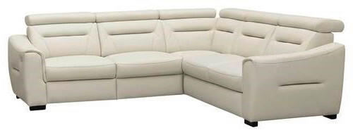 ECKSOFA Creme Echtleder Lederlook Schlaffunktion, Rücken echt, Relaxfunktion, Kopfteilverstellung  - Wengefarben/Creme, Design, Leder/Holz (260/260cm) - Celina Home