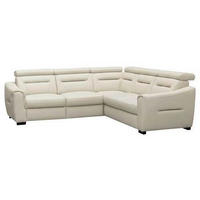 ECKSOFA Creme Echtleder Lederlook Schlaffunktion, Rücken echt, Relaxfunktion, Kopfteilverstellung  - Wengefarben/Creme, Design, Leder/Holz (260/260cm) - Celina Home