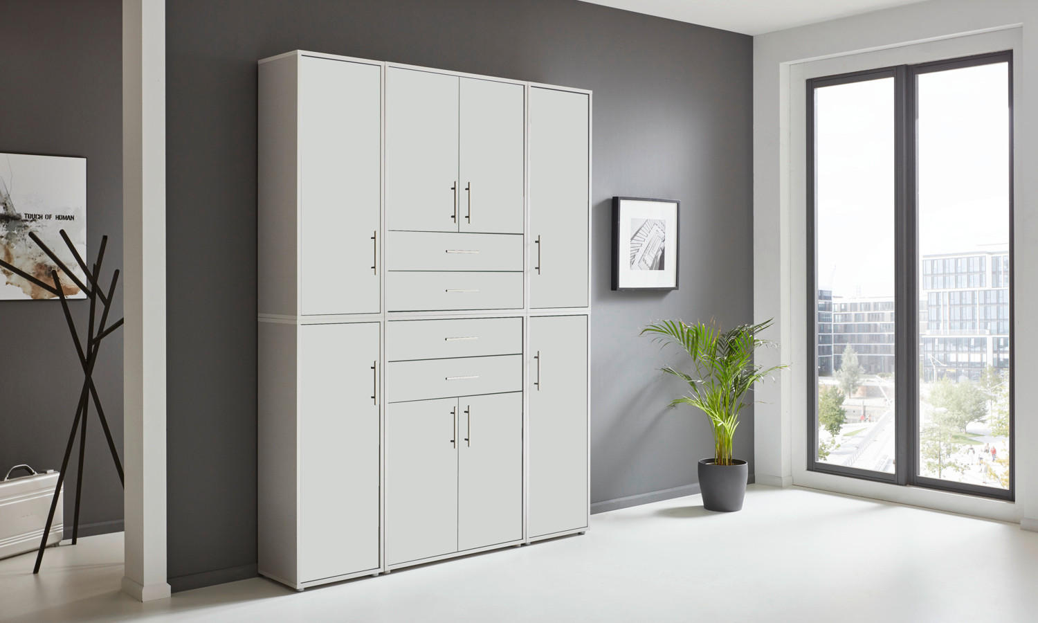 AKTENSCHRANK Grau, Weiß  - Weiß/Grau, MODERN, Holzwerkstoff (172,6/227,2/33cm) - MID.YOU