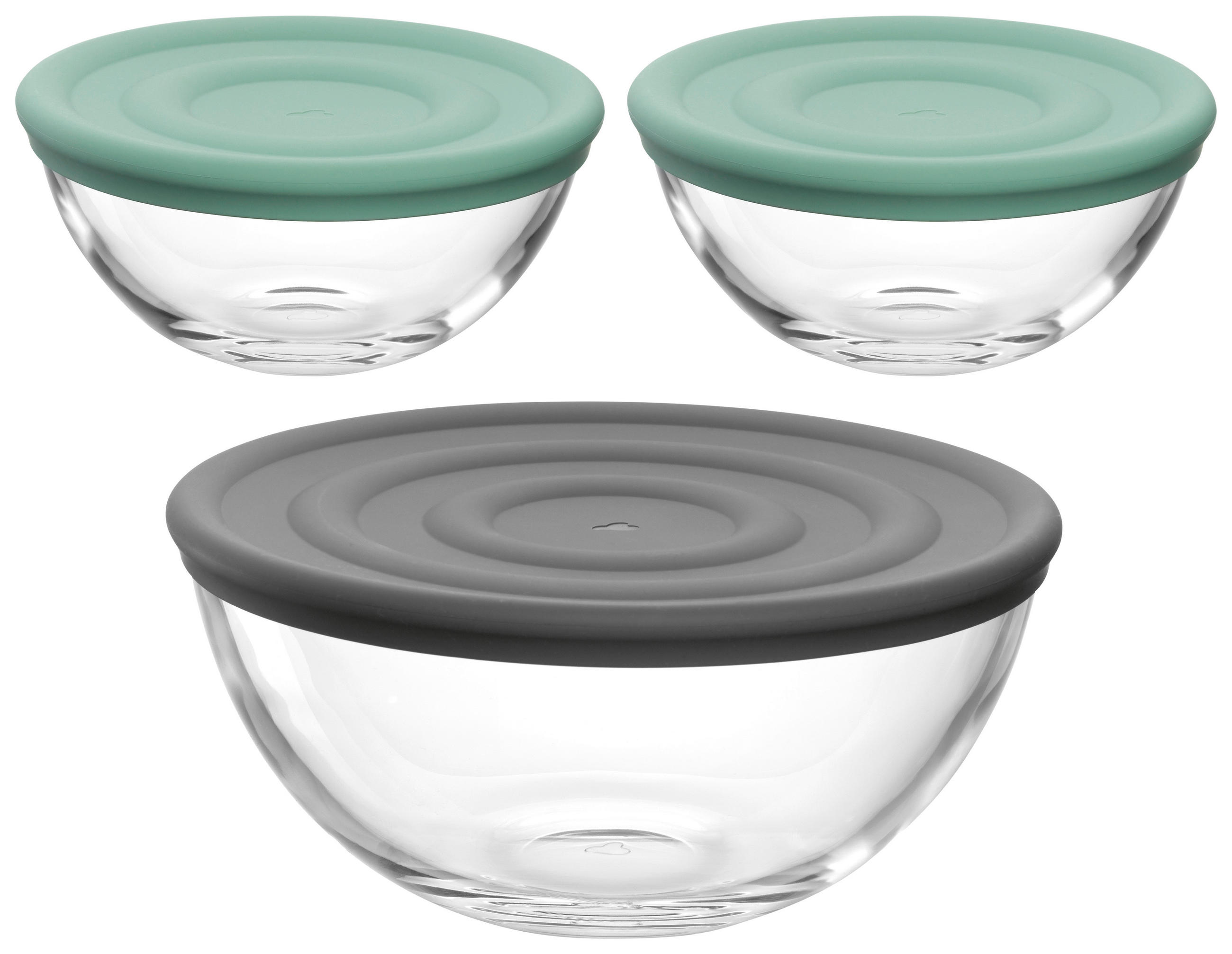SCHÜSSELSET CUCINA 6-teilig  - Dunkelgrau/Transparent, Design, Glas/Kunststoff (23,30/15,30/23,30cm) - Leonardo