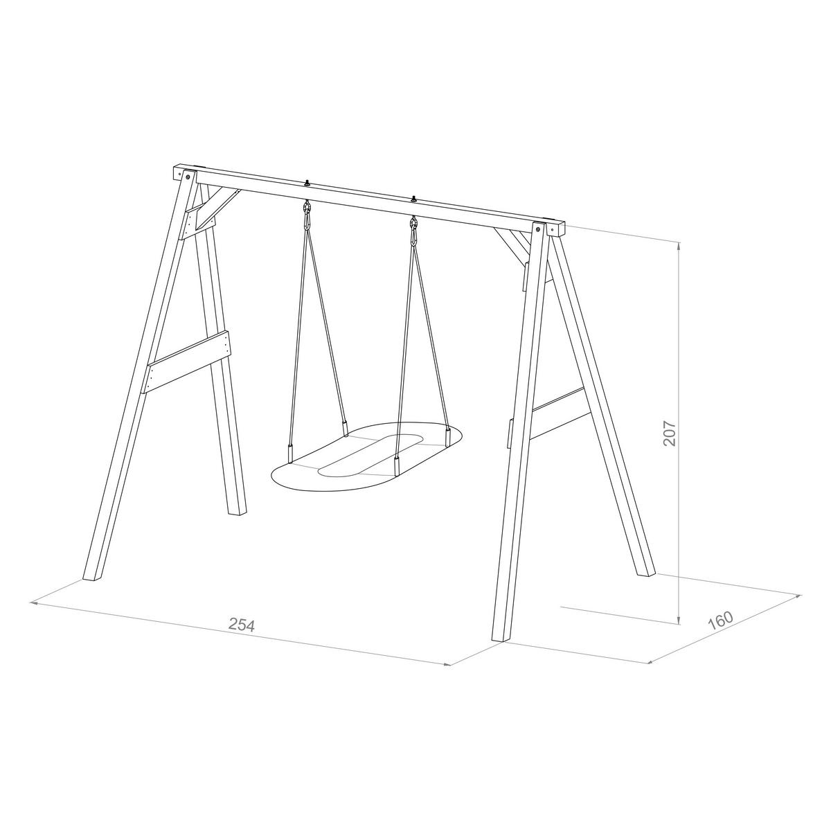 NÄTGUNGA - brun/svart, Klassisk, trä (254/207/160cm)
