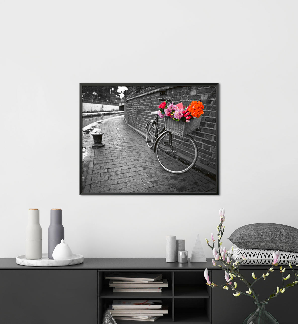 KUNSTDRUCK Städte, Fahrzeuge, Blumen 50/40 cm  - Pink/Orange, Basics, Papier (50/40cm) - Monee