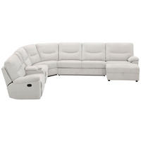ECKSOFA Weiß Leinenoptik  - Schwarz/Weiß, KONVENTIONELL, Holz/Kunststoff (286/101/338cm) - Livetastic