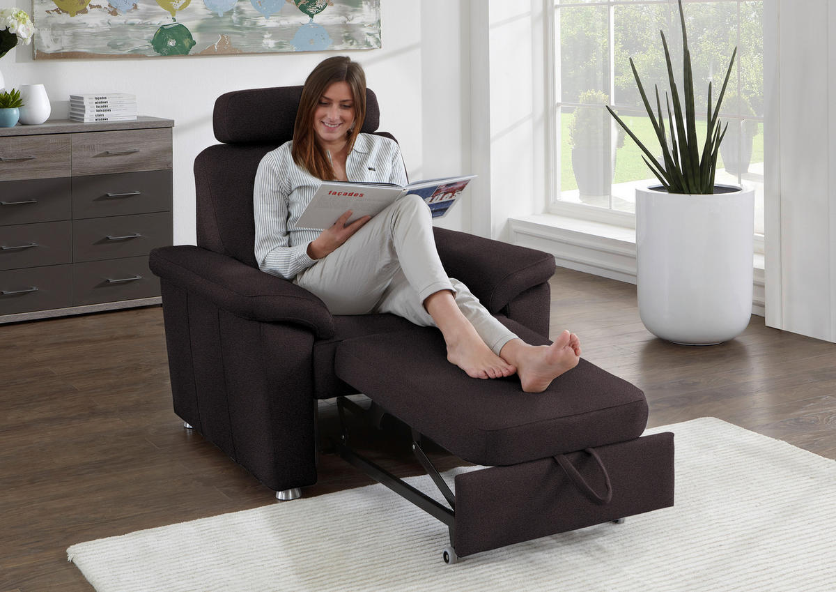 FERNSEHSESSEL in Webstoff Mokka  - Silberfarben/Mokka, KONVENTIONELL, Textil/Metall (102/91/91-159cm) - Beldomo System