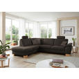 ECKSOFA in Mikrofaser Mokka  - Wildeiche/Beige, KONVENTIONELL, Holz/Textil (236/286cm) - Voleo