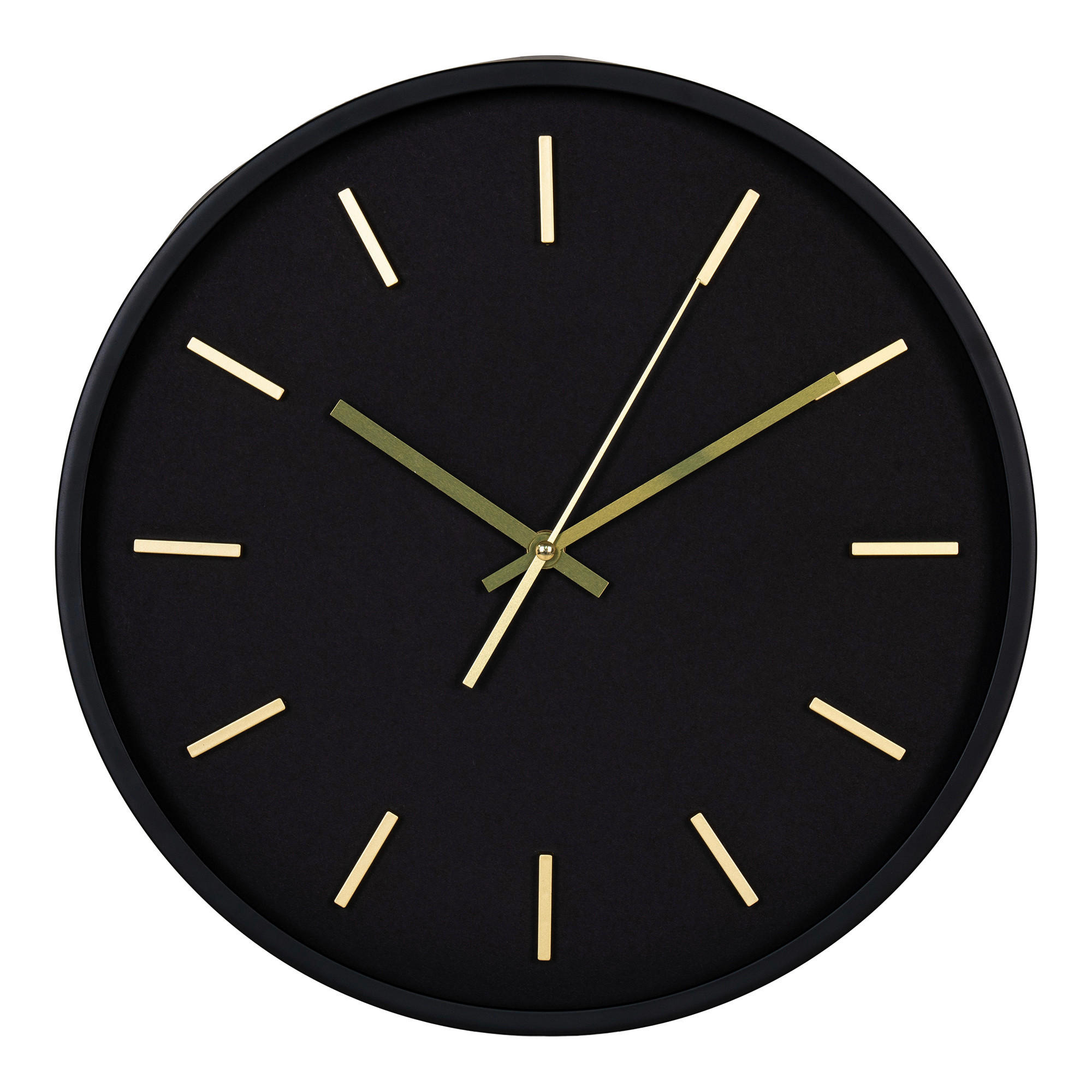 WANDUHR Kensington Wall Clock Schwarz, Goldfarben 35/35/4,5 cm  - Goldfarben/Schwarz, Basics, Glas/Kunststoff (35/35/4,5cm)