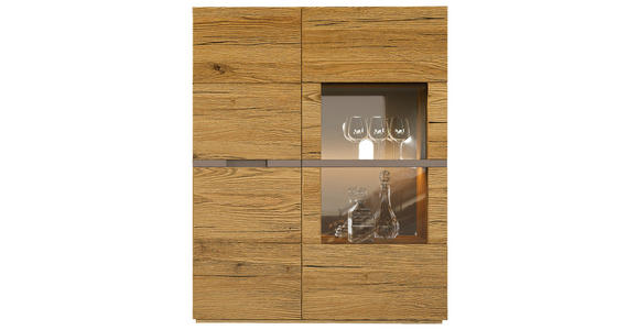 HIGHBOARD Taupe, Wildeiche  105/132/40 cm  - Taupe/Wildeiche, Design, Glas/Holz (105/132/40cm) - Novel
