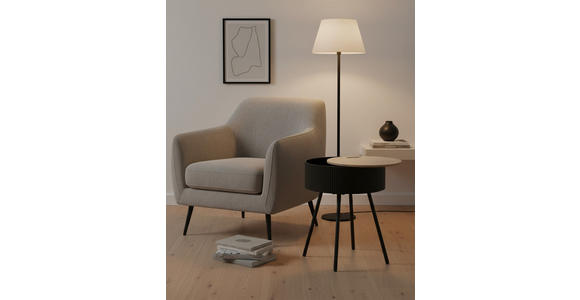 BEISTELLTISCH 38/38/45 cm Naturfarben, Schwarz rund  - Schwarz/Naturfarben, LIFESTYLE, Holzwerkstoff/Metall (38/38/45cm) - Xora