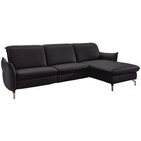 ECKSOFA Lederlook (vegan) Schwarz  - Schwarz/Nickelfarben, Modern, Textil/Metall (233/179cm) - Livetastic