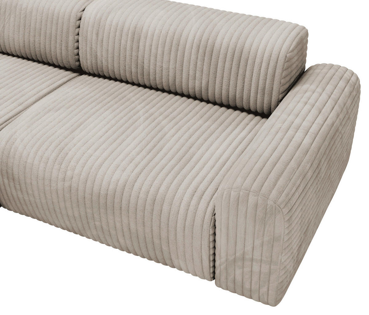 ECKSOFA Greige Cord  - Greige/Schwarz, Design, Kunststoff/Textil (178/292cm) - home24
