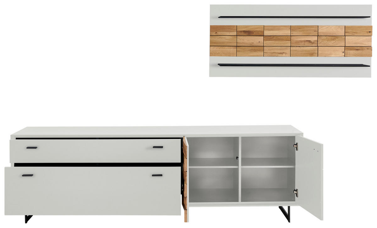 WOHNWAND  in Eichefarben, Kaschmir  299,4/170,4/46,4 cm  - Kaschmir/Eichefarben, Design, Holz/Holzwerkstoff (299,4/170,4/46,4cm) - Novel