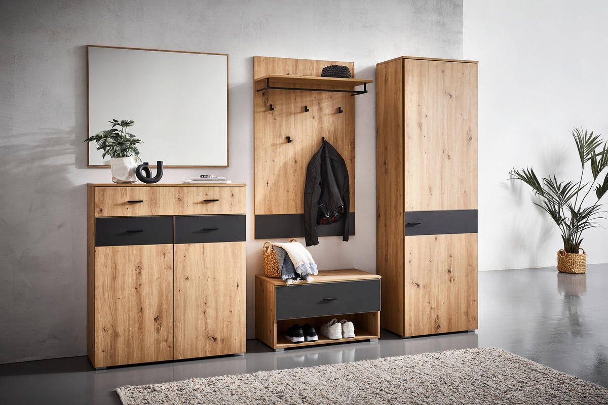 WANDSPIEGEL 90/78/1,9 cm    in rechteckig  - Eiche Artisan, KONVENTIONELL, Glas/Holzwerkstoff (90/78/1,9cm) - Carryhome