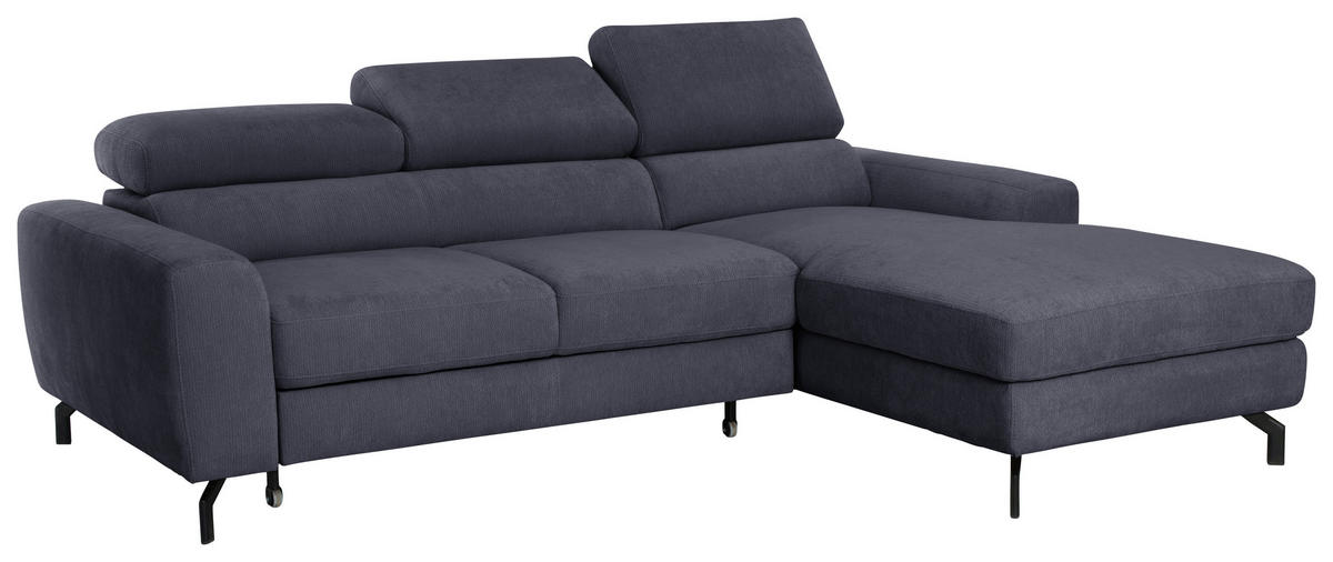 ECKSOFA LARGO in Chenille Anthrazit  226/177 cm  - Anthrazit/Schwarz, Design, Textil/Metall (226/177cm) - Livetastic