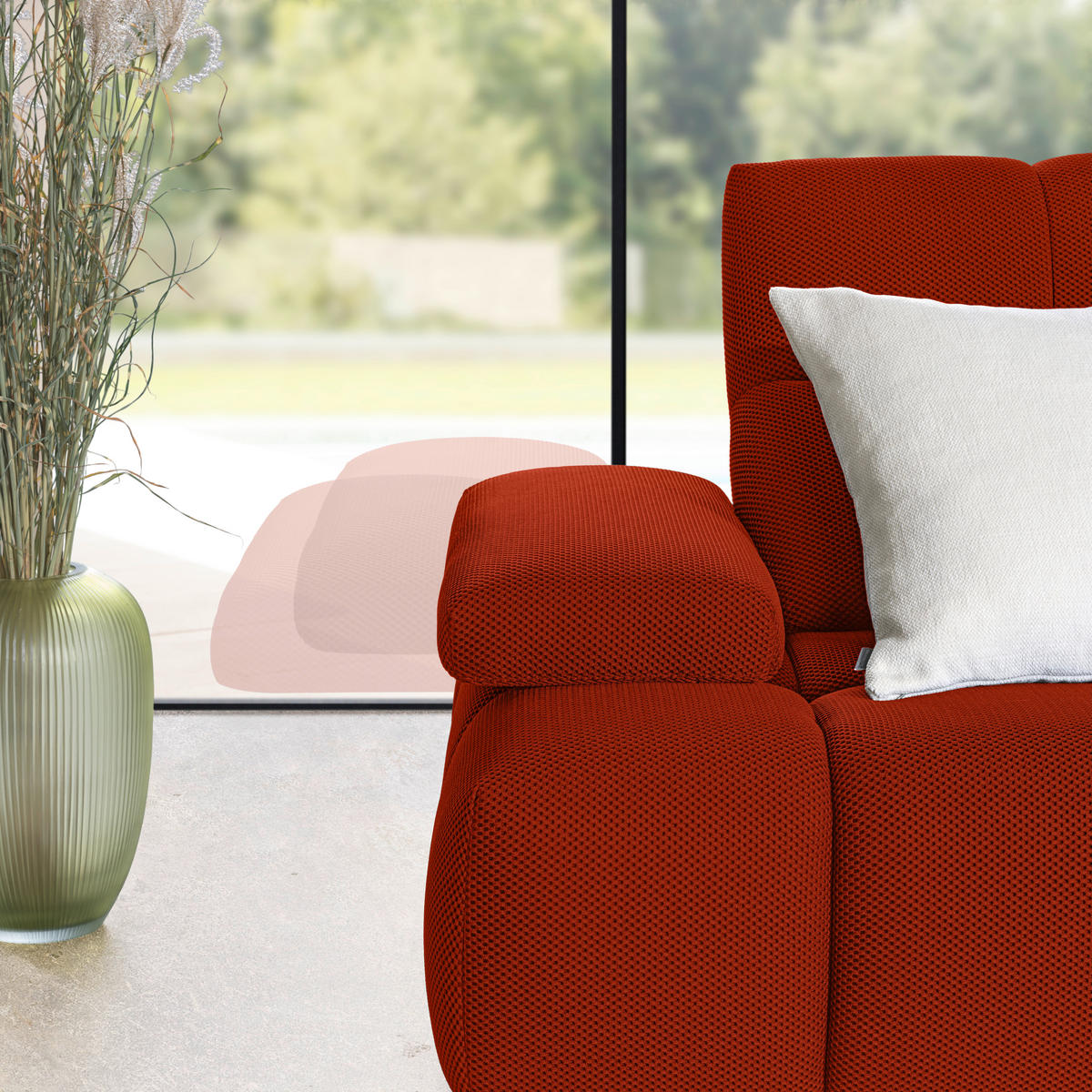 ECKSOFA  in Struktur Dunkelorange  313/233 cm  - Dunkelorange/Schwarz, Design, Kunststoff/Textil (313/233cm) - Belluti