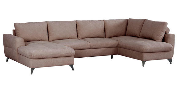 WOHNLANDSCHAFT Rosa Chenille  - Schwarz/Rosa, KONVENTIONELL, Textil/Metall (160/340/188cm) - Xora
