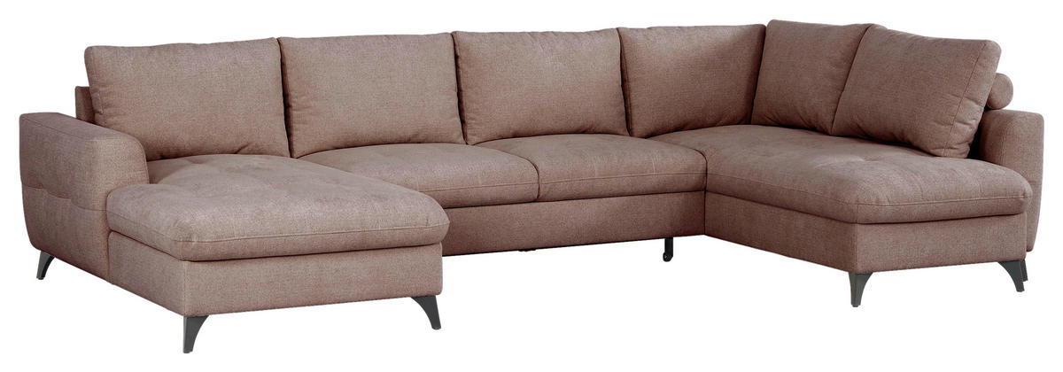 WOHNLANDSCHAFT Rosa Chenille  - Schwarz/Rosa, KONVENTIONELL, Textil/Metall (160/340/188cm) - Xora
