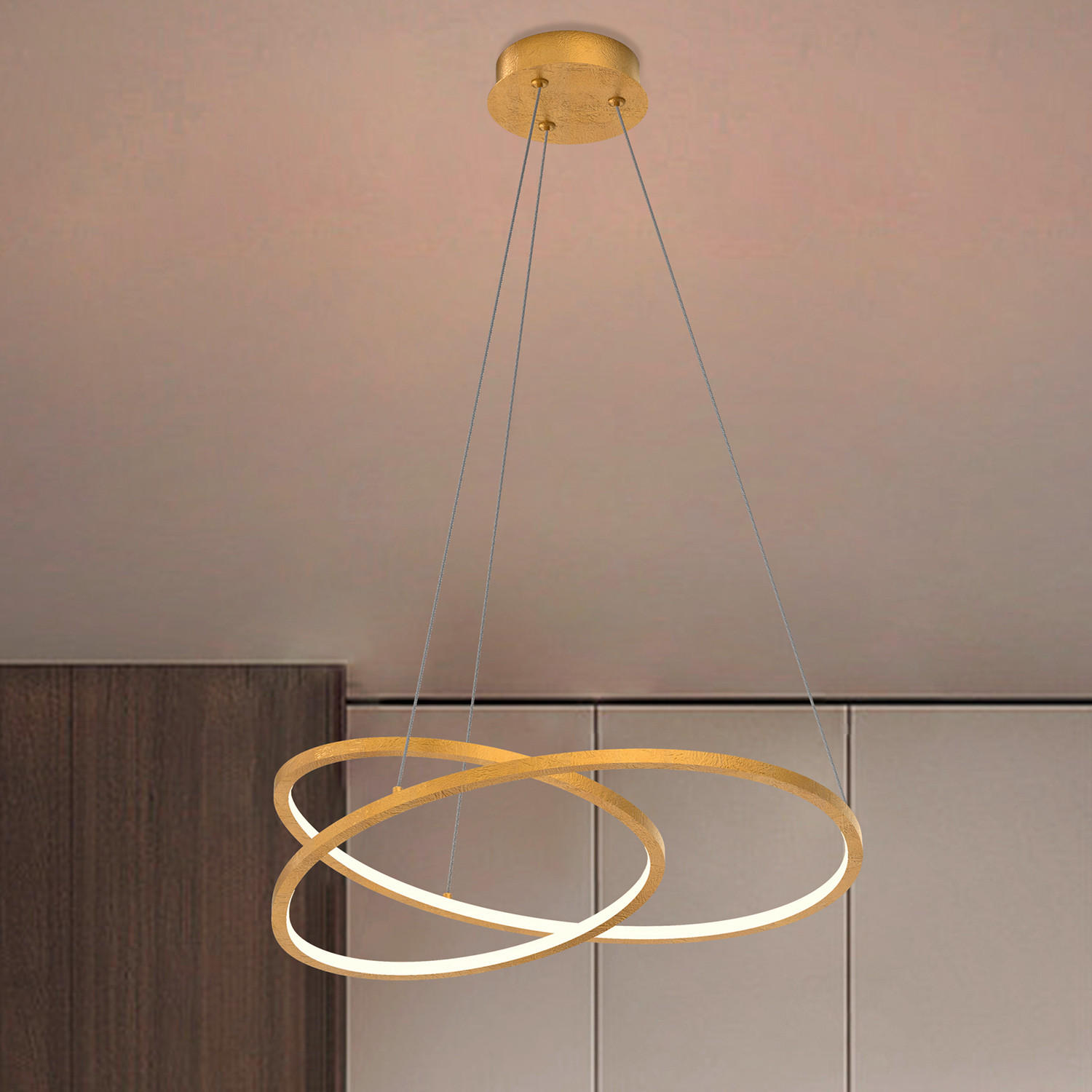 LED-PENDELLEUCHTE LIBERTY 48/48/150 cm   - Goldfarben, Design, Metall (48/48/150cm)